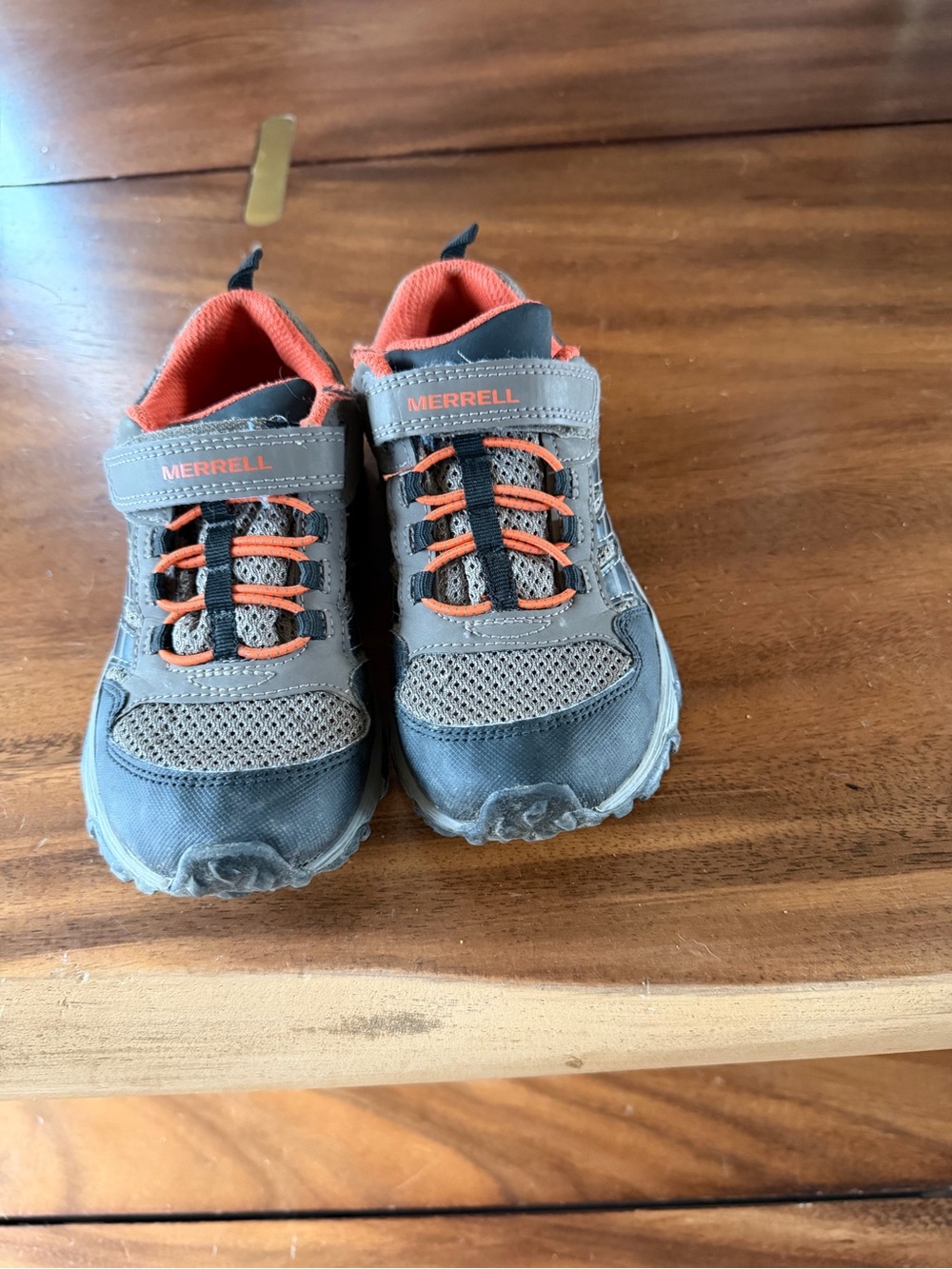 Merrell Kids Gray and Orange Hook-and-Loop Trail Sneakers